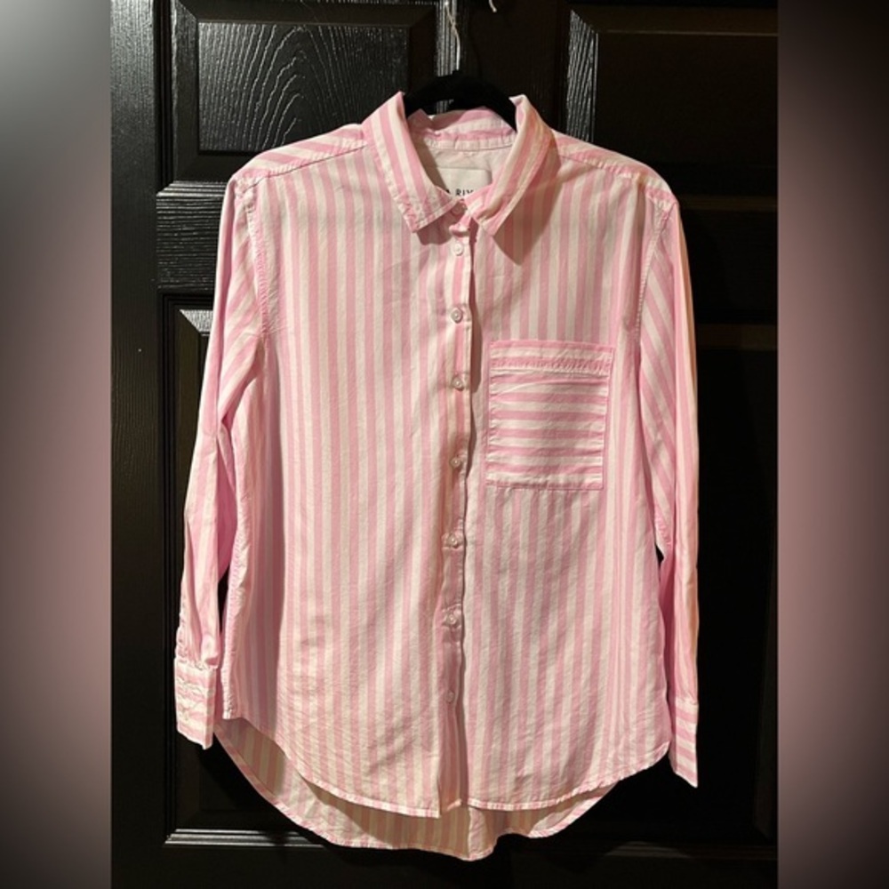 Lola River Pink & White Striped Pintuck Shirt